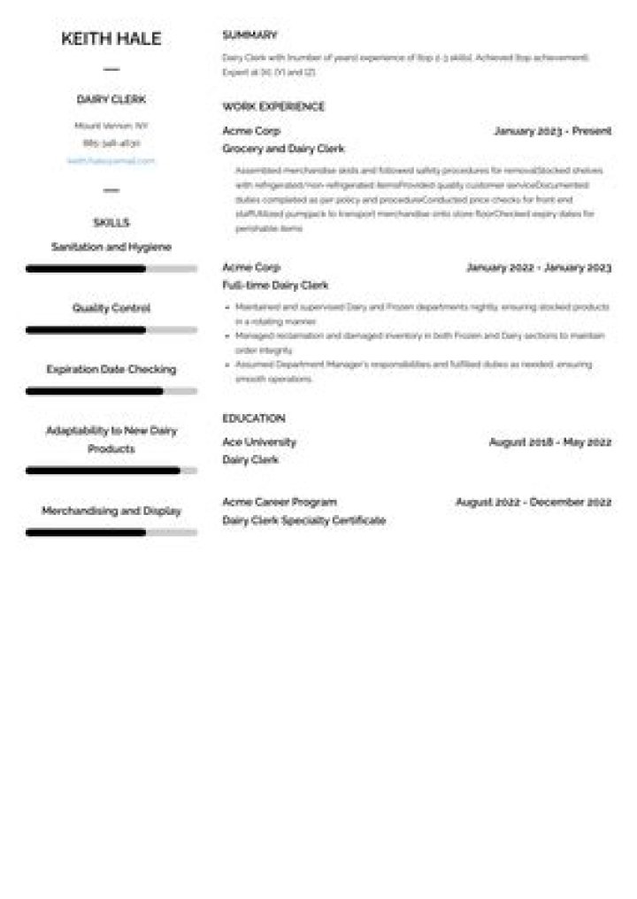 Dairy Mart Clerk