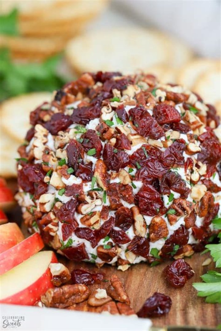 Dried cherry pecan cheese ball.