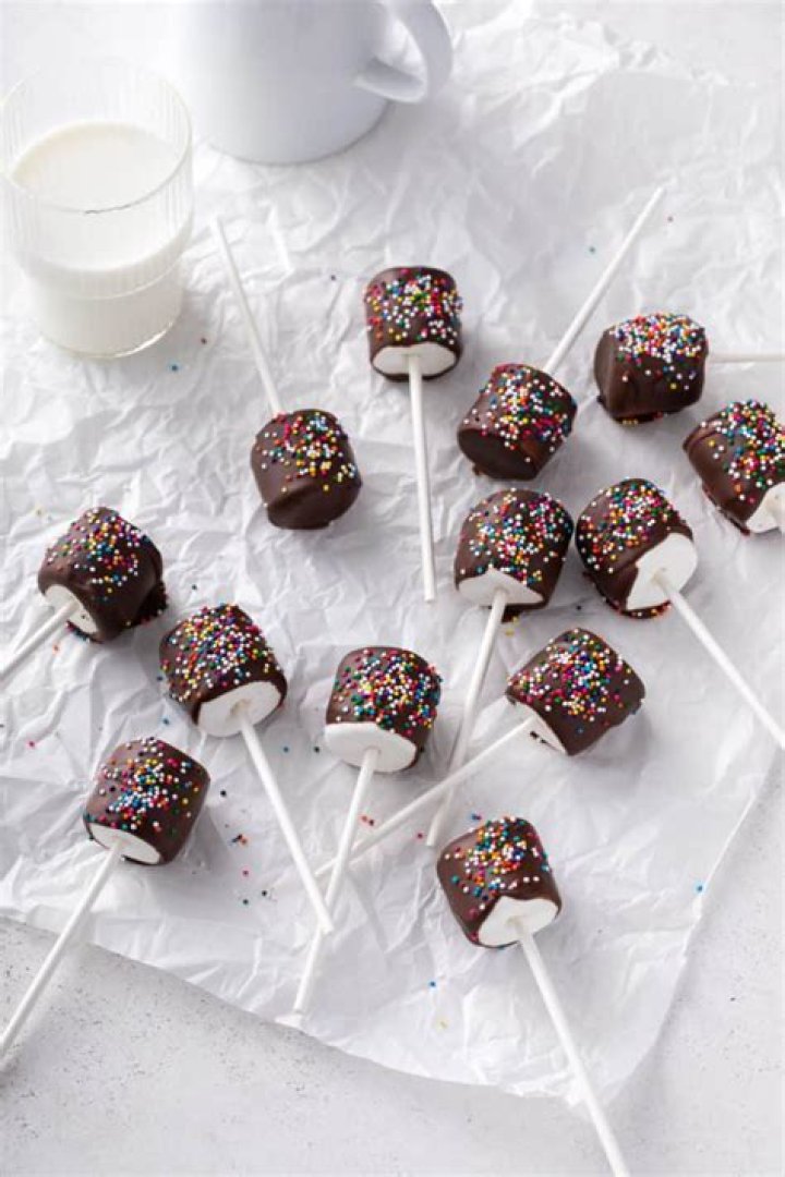 Milk, chocolate chips, and marshmallows.